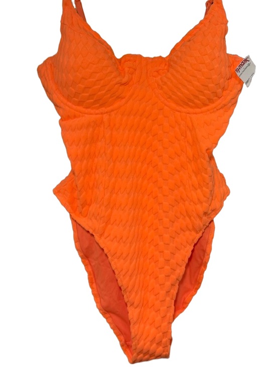 Good American Other - Good American Orange Textured One-Piece Swimsuit high cut towel fabric bright